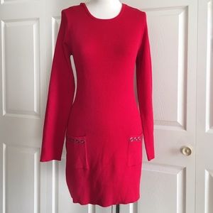 ALYX Women's Red Sweater Knit Long Sleeve Dress With Pockets Size L